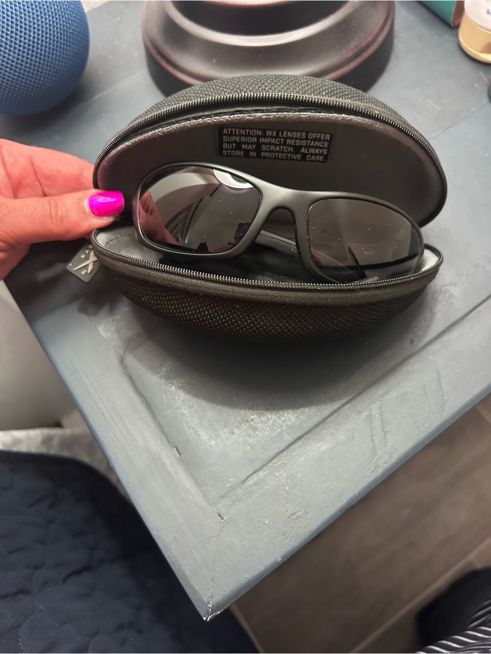 Wiley X Black Polarized Sunglasses with Protective Case